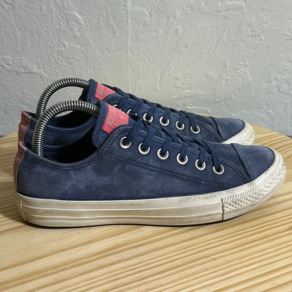 Converse Chuck Taylor All Star Navy Blue Suede Pink Low Top Sneakers Mens 8 W 10